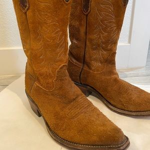 Nocona Orange/Brown Roughout western boots